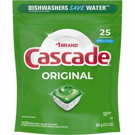 Cascade ActionPacs Original Dish Detergent - For Dishwasher - Fresh Scent - 25 / Pack - No-mess, Easy to Use, Phosphate-free - W