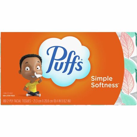 Puffs Basic Facial Tissue - 1 Ply - 8.50" x 8.40" - White - 180 / Box