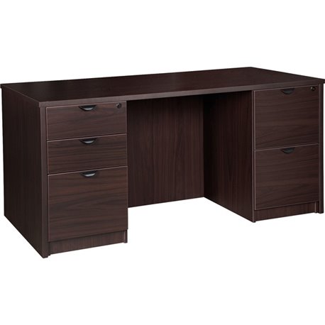 Lorell Prominence 2.0 Double-Pedestal Desk - 1" Top, 66" x 30"29" - 5 x File, Box Drawer(s) - Double Pedestal - Band Edge - Mate