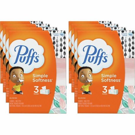 Puffs Basic Facial Tissues - 2 Ply - Assorted - 180 Per Box - 24 / Carton