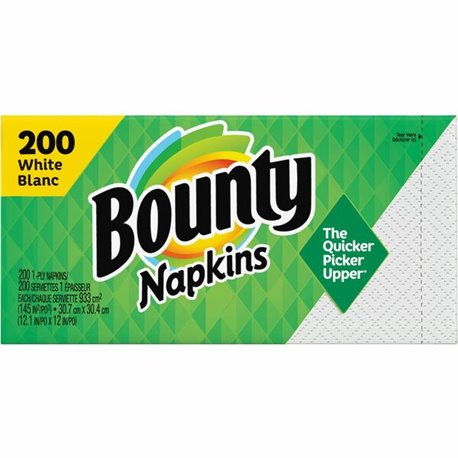 Bounty Quilted Napkins - 1 Ply - 12" x 12" - White - Paper - 200 / Pack