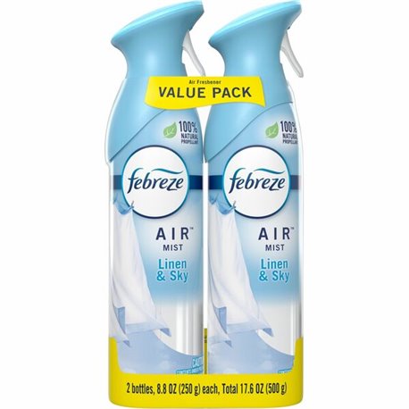 Febreze Linen/Sky Air Spray Pack - Liquid - 8.8 fl oz (0.3 quart) - Linen & Sky - 2 / Pack - Odor Neutralizer, VOC-free