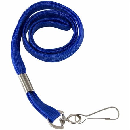 SICURIX Flat Metal Hook Lanyard - 100 / Pack - 0.4" Width x 36" Length - Blue