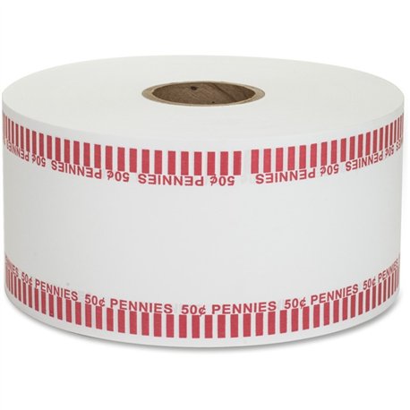 PAP-R Color-coded Coin Machine Wrappers - 1000 ft Length - 1900 Wrap(s)Total $0.50 in 50 Coins of 1� Denomination - 15 lb Basis 