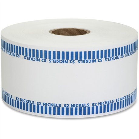 PAP-R Color-coded Coin Machine Wrappers - 1000 ft Length - 1900 Wrap(s)Total $2.00 in 40 Coins of 5� Denomination - 15 lb Basis 