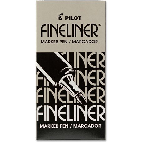 Pilot Fineliner Markers - Fine Pen Point - 0.7 mm Pen Point Size - Black - Black Barrel - Acrylic Fiber Tip - 12 / Box