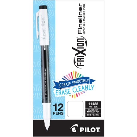 FriXion Fineliner Erasable Marker Pens - Fine Pen Point - 0.6 mm Pen Point Size - Black Gel-based Ink - 1 Dozen