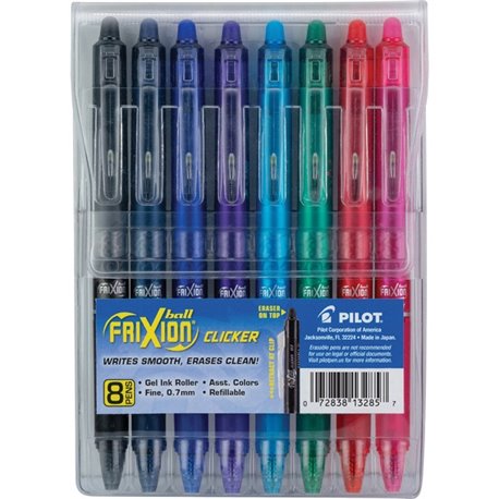 FriXion Erasable Gel Pen - Fine Pen Point - 0.7 mm Pen Point Size - Retractable - Pink, Red, Green, Turquoise, Blue, Purple, Nav