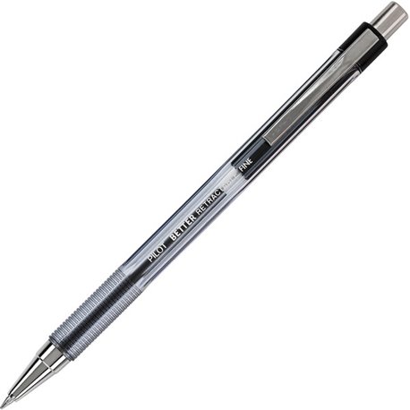 Pilot Better Retractable Ballpoint Pens - Fine Pen Point - 0.7 mm Pen Point Size - Refillable - Retractable - Black - Translucen