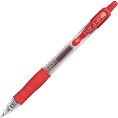 Pilot G2 Gel Ink Rolling Ball Pen - Extra Fine Pen Point - 0.5 mm Pen Point Size - Refillable - Retractable - Red Gel-based Ink 