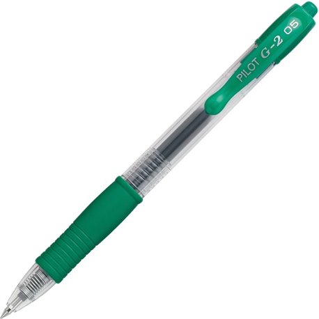 Pilot G2 Extra Fine Retractable Rollerball Pens - Extra Fine Pen Point - 0.5 mm Pen Point Size - Refillable - Retractable - Gree