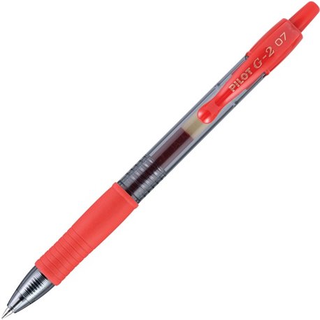 Pilot G2 Retractable Gel Ink Rollerball Pens - Fine Pen Point - 0.7 mm Pen Point Size - Refillable - Retractable - Red Gel-based