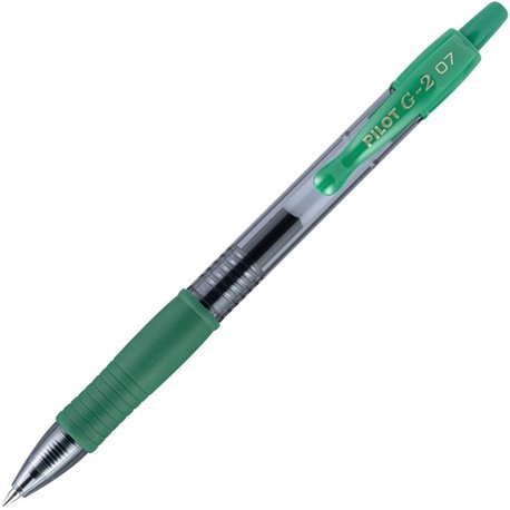 Pilot G2 Retractable Gel Ink Rollerball Pens - Fine Pen Point - 0.7 mm Pen Point Size - Refillable - Retractable - Green Gel-bas