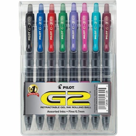 Pilot G2 Retractable Gel Ink Rollerball Pens - Fine Pen Point - 0.7 mm Pen Point Size - Refillable - Retractable - Assorted Gel-