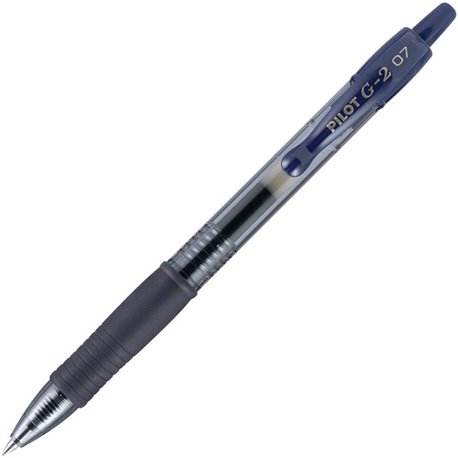 Pilot G2 Retractable Gel Ink Rollerball Pens - Fine Pen Point - 0.7 mm Pen Point Size - Refillable - Retractable - Navy Blue Gel