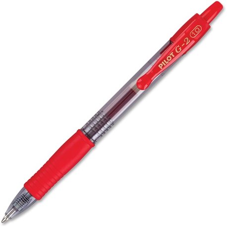 Pilot G2 Bold Point Retractable Gel Pens - Bold Pen Point - 1 mm Pen Point Size - Refillable - Retractable - Red Gel-based Ink -