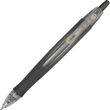 Pilot G6 Retractable Gel Pens - Fine Pen Point - 0.7 mm Pen Point Size - Refillable - Retractable - Black Gel-based Ink - Black 