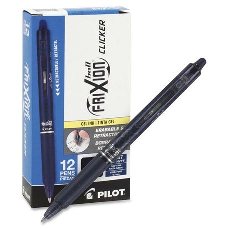 Pilot FriXion .7mm Clicker Erasable Gel Pens - Fine Pen Point - 0.7 mm Pen Point Size - Refillable - Retractable - Navy Blue Gel