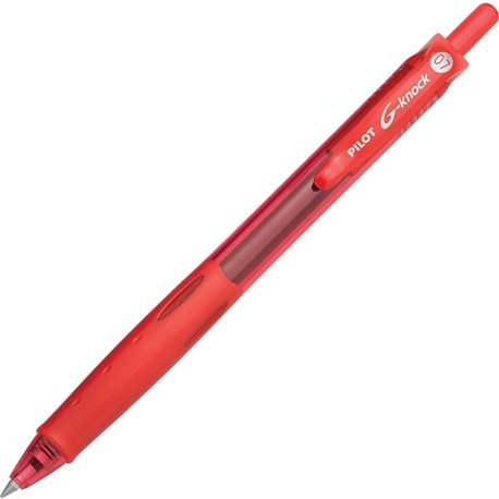 Pilot BeGreen G-Knock Retractable Gel Ink Pens - Fine Pen Point - 0.7 mm Pen Point Size - Refillable - Retractable - Red Gel-bas