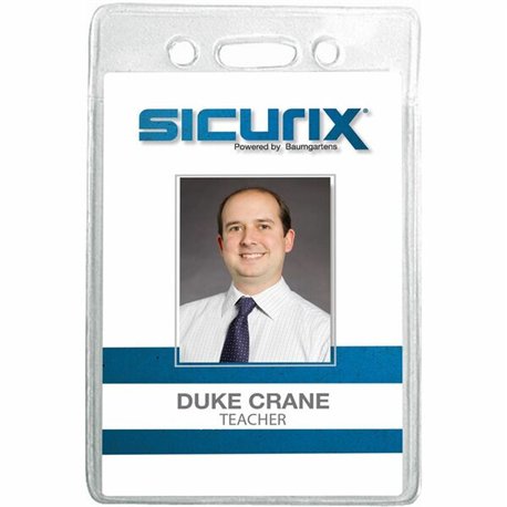 SICURIX ID Badge Holder - Vertical - 2.4" x 3.4" x - Vinyl - 12 / Pack - Clear