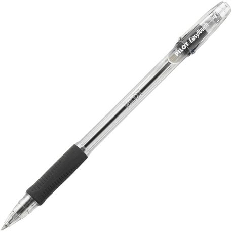 Pilot EasyTouch Ballpoint Pens - Medium Pen Point - 1 mm Pen Point Size - Refillable - Black Oil Based Ink - Clear Barrel - 1 Do