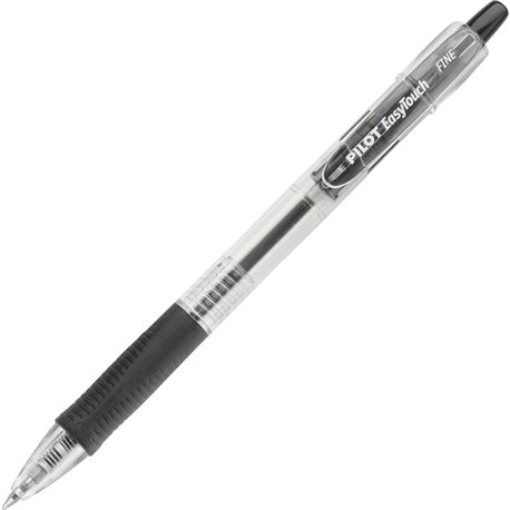 Pilot EasyTouch Retractable Ballpoint Pens - Fine Pen Point - 0.7 mm Pen Point Size - Refillable - Retractable - Black - Clear B