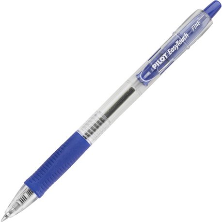 Pilot EasyTouch Retractable Ballpoint Pens - Fine Pen Point - 0.7 mm Pen Point Size - Refillable - Retractable - Blue - Clear Ba