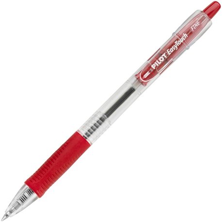 Pilot EasyTouch Retractable Ballpoint Pens - Fine Pen Point - 0.7 mm Pen Point Size - Refillable - Retractable - Red - Clear Bar