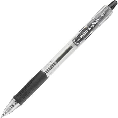 Pilot EasyTouch Retractable Ballpoint Pens - Medium Pen Point - 1 mm Pen Point Size - Refillable - Retractable - Black - Clear B