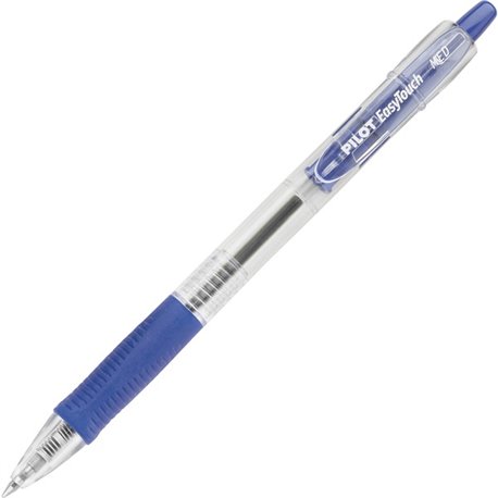 Pilot EasyTouch Retractable Ballpoint Pens - Medium Pen Point - 1 mm Pen Point Size - Refillable - Retractable - Blue - Clear Ba