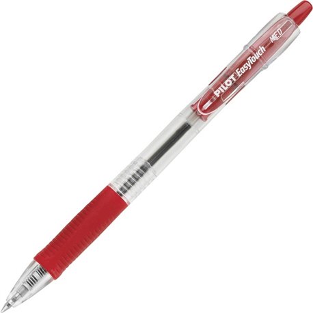 Pilot EasyTouch Retractable Ballpoint Pens - Medium Pen Point - 1 mm Pen Point Size - Refillable - Retractable - Red - Clear Bar