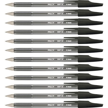 Pilot Better BP-S Ball Stick Pens - Fine Pen Point - 0.7 mm Pen Point Size - Refillable - Black - Crystal, Clear Barrel - Stainl