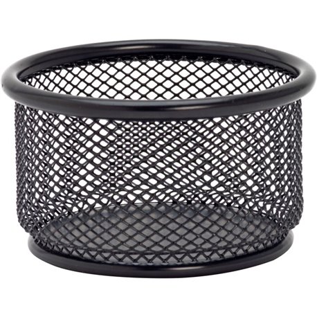 Lorell Mesh Wire Pencil Cup Holder - 3.8" x 2.1" x - Steel - 1 Each - Black