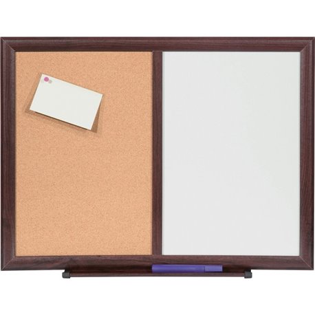Lorell Combo Dry-Erase/Cork Board - 36" (3 ft) Width x 48" (4 ft) Height - Melamine Surface - Mahogany Wood Frame - 1 Each