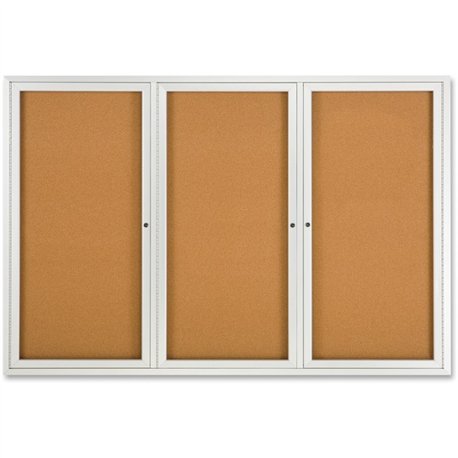 Quartet Enclosed Bulletin Board for Indoor Use - 48" Height x 72" Width - Brown Natural Cork Surface - Hinged, Self-healing, Sha