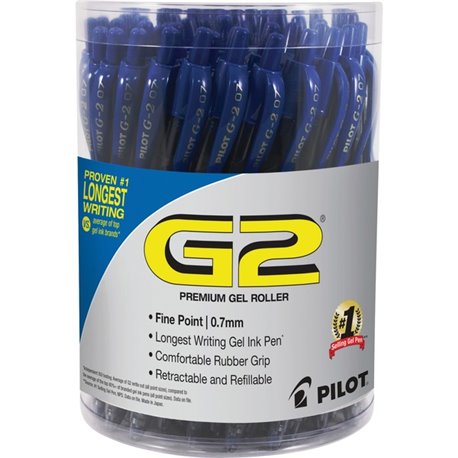 G2 Retractable Gel Ink Pens with Blue Ink - Fine, Medium Pen Point - 0.7 mm Pen Point Size - Refillable - Retractable - Blue - G