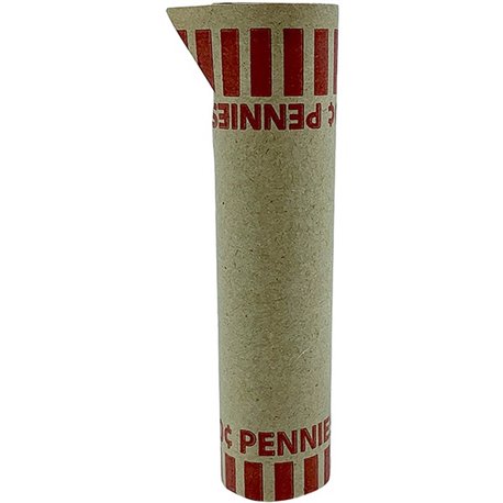 PAP-R Tubular Coin Wrappers - Total $0.50 in 50 Coins of 1� Denomination - Heavy Duty, Burst Resistant - Kraft - Red - 1000 / Bo