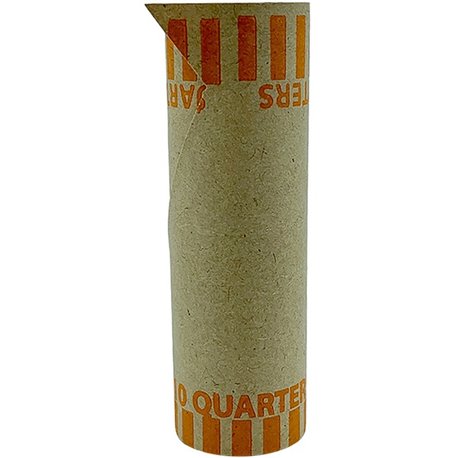 PAP-R Tubular Coin Wrappers - Total $10 in 40 Coins of 25� Denomination - Heavy Duty, Burst Resistant - Kraft - Orange - 1000 / 