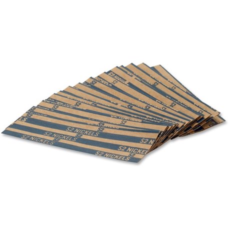 PAP-R Flat Coin Wrappers - Total $2.00 in 40 Coins of 5� Denomination - Heavy Duty - Paper, Kraft - Blue - 1000 / Box