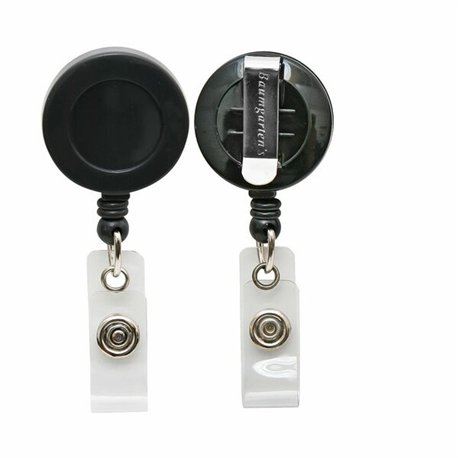 SICURIX Card Reel with Belt Clip - Plastic - 25 / Box - Black