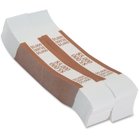 PAP-R Currency Straps - 1.25" Width - Total $5,000 in $50 Denomination - Self-sealing, Self-adhesive, Durable - 20 lb Basis Weig