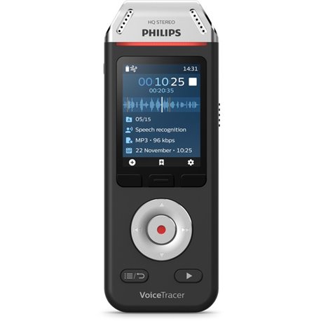 Philips VoiceTracer DVT2810 Voice Recorder with Speech Transcription Software - 8GB memory - microSD Supported - 2" LCD - MP3 or