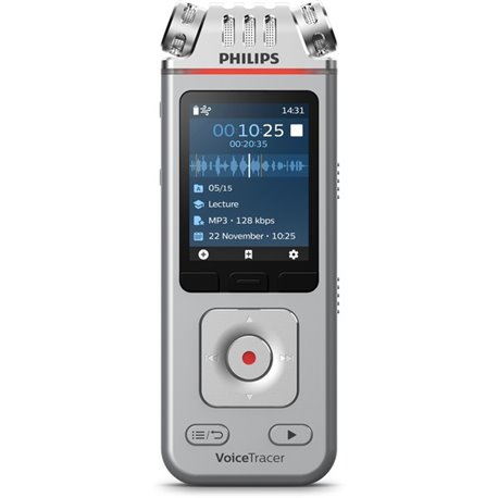 Philips VoiceTracer DVT4110 Audio Recorder for Lectures - 8 GB - Voice Activated - 3 Stereo Mics - up to 36 hours recording - mi