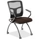 Lorell Mesh Back Nesting Training/Guest Chairs - Forte Fudge Fabric Seat - Powder Coated Metal Frame - Four-legged Base - Black 