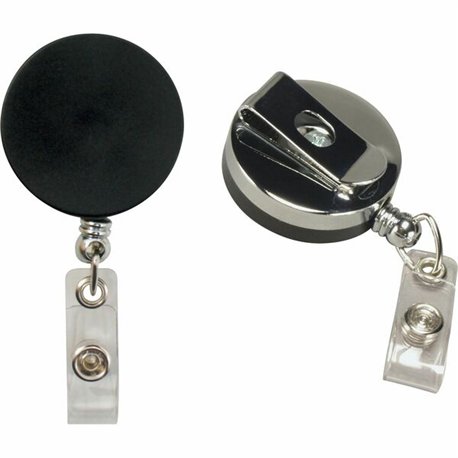 SICURIX Heavy-Duty ID Card Reel with Belt Clip - Plastic - 1 Each - Black