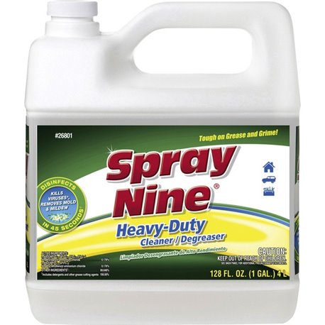 Spray Nine Heavy-Duty Cleaner/Degreaser w/Disinfectant - For Refrigerator, Breakroom, Restaurant - 128 fl oz (4 quart) - 1 Each 