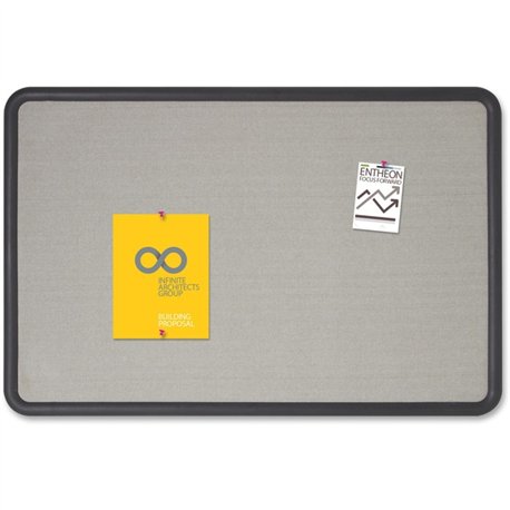 Quartet Contour Bulletin Board - 24" Height x 36" Width - Gray Fabric Surface - Durable, Self-healing - Black Frame - 1 Each