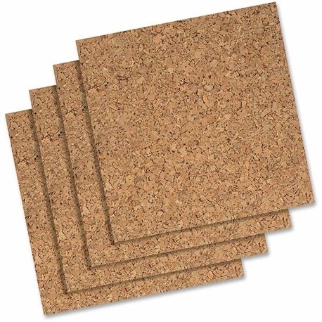 Quartet Frameless Modular Natural Cork Tiles - 12" Height x 12" Width - Brown Natural Cork Surface - Frameless, Durable, Self-he