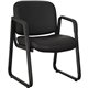 Lorell Upholstered Guest Chair - Black Leather, Plywood Seat - Black Leather, Plywood Back - Metal Frame - Black - 1 Each