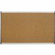 Quartet Arc Cubicle Bulletin Board - 18" Height x 30" Width - Brown Natural Cork Surface - Durable, Self-healing - Silver Alumin
